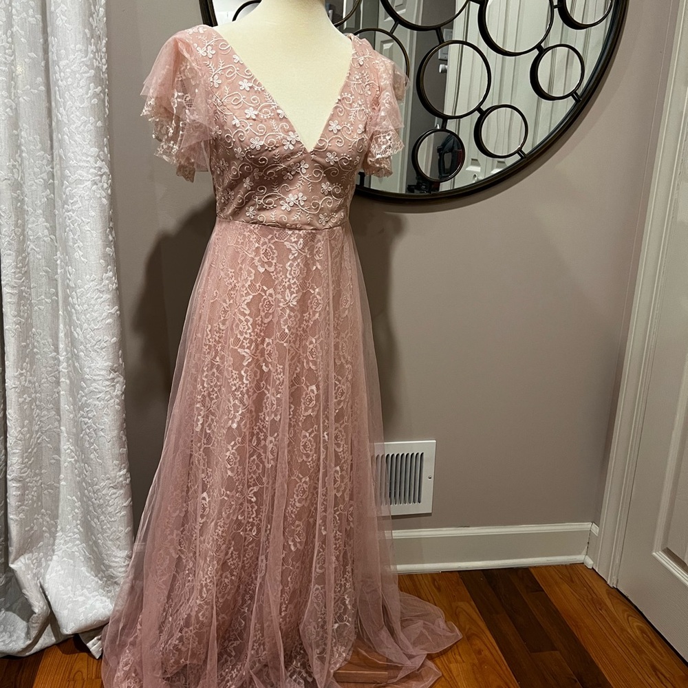 Pink Dress Lace Detail